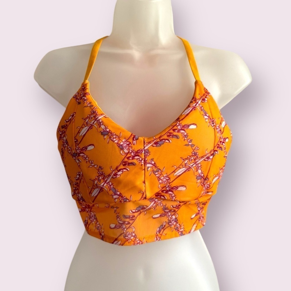 Fabletics Marlene Midi Bra Orange Purple Low Support Size M